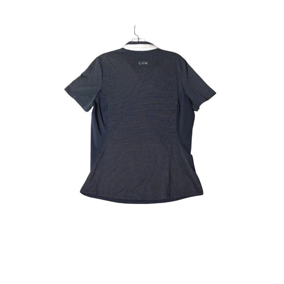 Women's NVO Athletic Performance Golf Polo Micro Dot Navy Blue White Collar - Picture 5 of 6